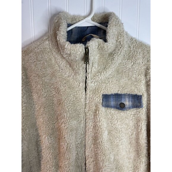 Pendleton Beige Sherpa Fleece Jacket L/G Full Zip Plaid Lining Womens Outerwear - Picture 15 of 16